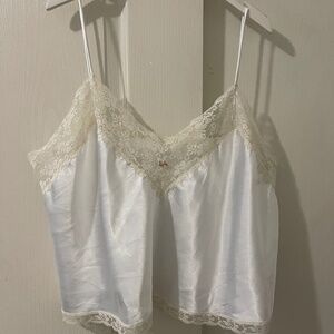 Vintage Dainty Lace Satin Camisole Tank Top Size 22/24